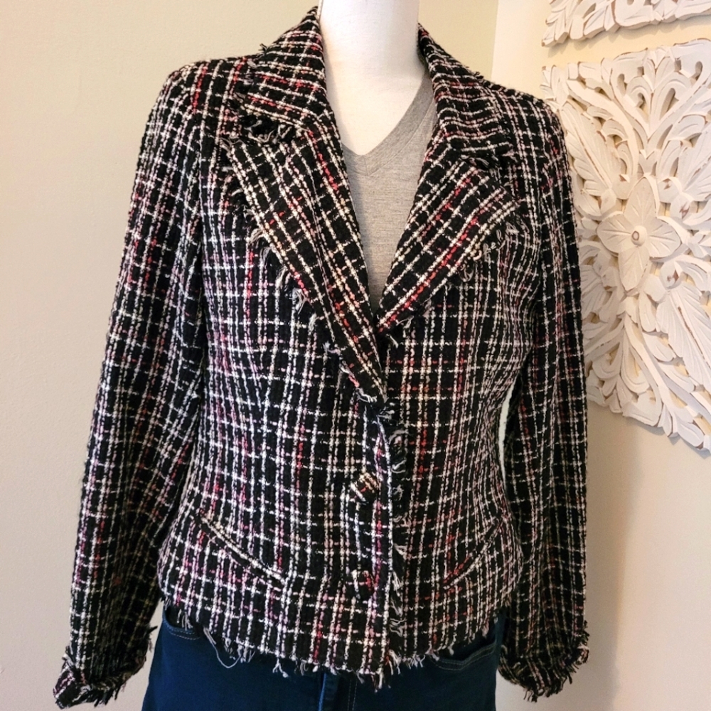 Necessary Objects szL plaid chenile blazer